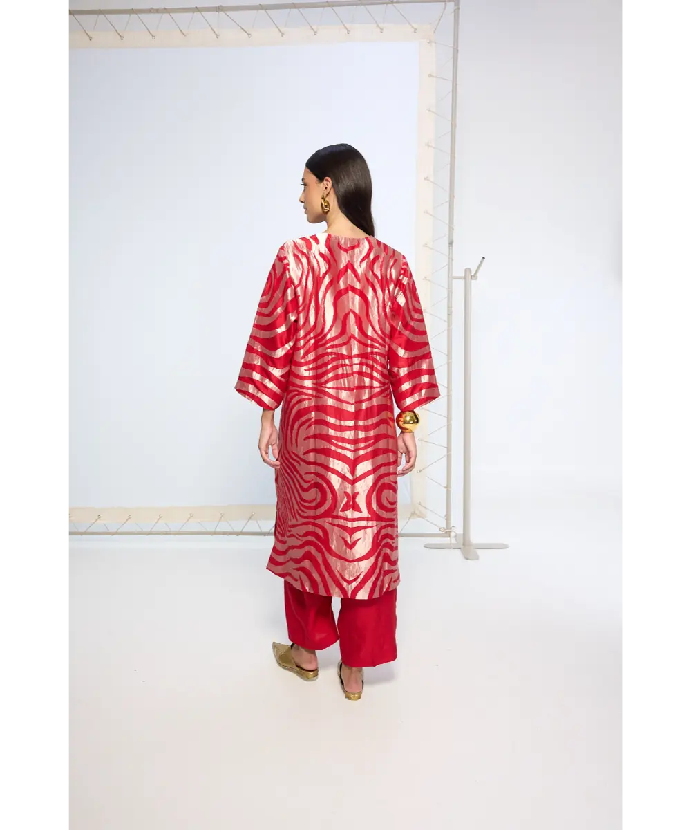 EKAYA BANARAS - Handwoven Classic Red Kurta set